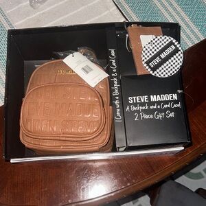 Steve Madden Tan Backpack and Card Case Set